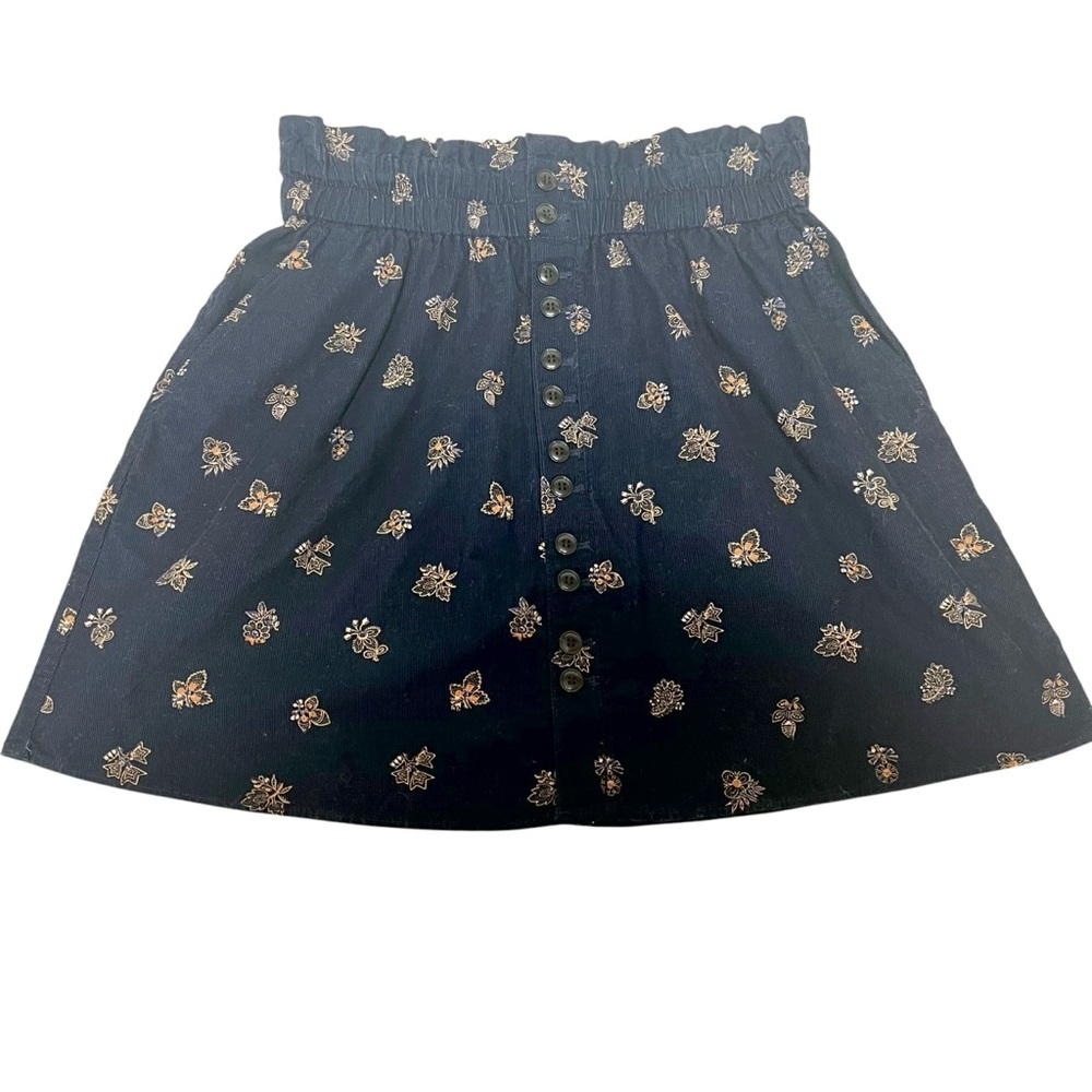 Madewell Women’s Navy Corduroy Floral Paperbag Mini Skirt Small Preppy Feminine. - Picture 10 of 16